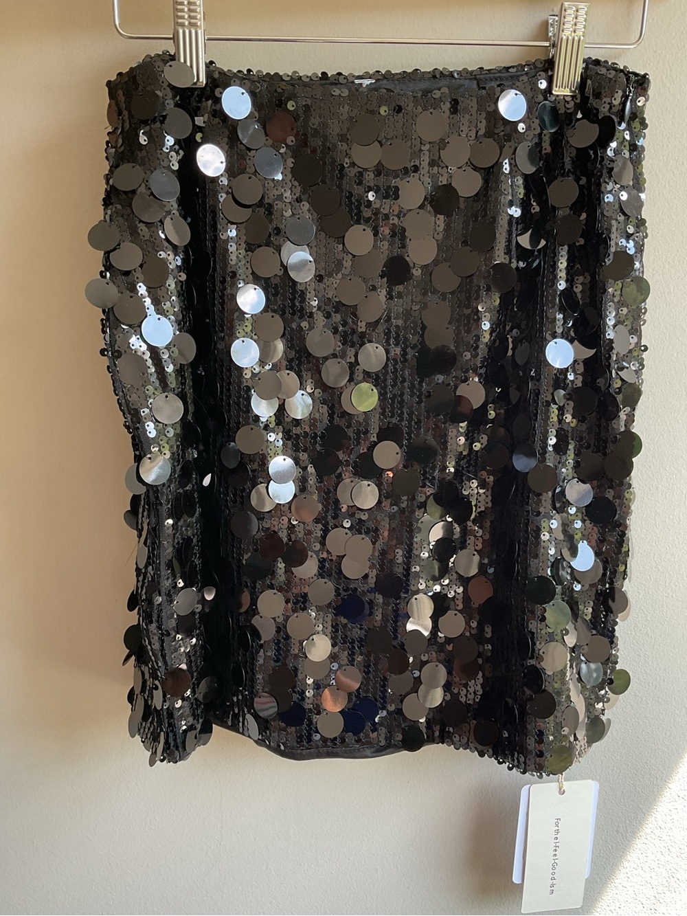 Commense Black Sequin Mini Skirt